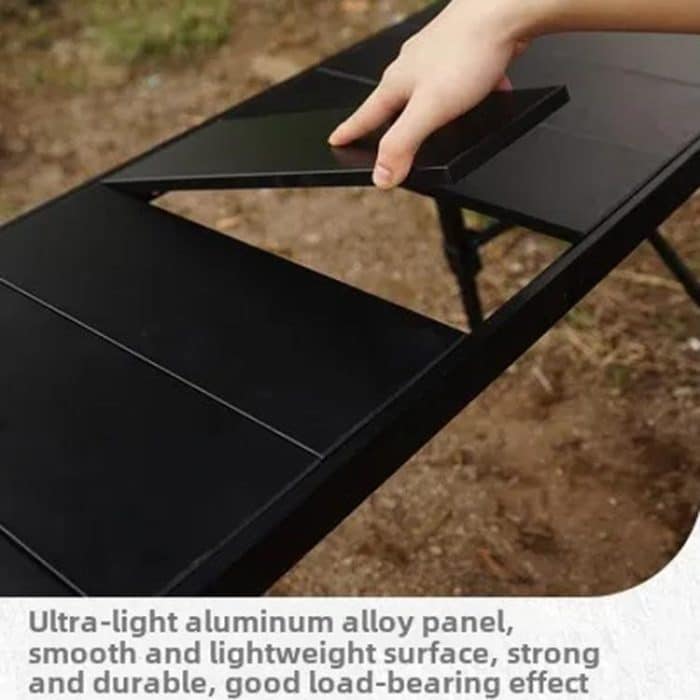 CLS Outdoor Aluminum Egg Roll Table Camping Folding Table, 8245 6 Plates, 9545 Folded 7 Plates, 8744 Black, 8744 Wood Grain, 8744 Black+4 PU Hooks – Bild 3