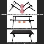 CLS Outdoor Aluminum Egg Roll Table Camping Folding Table, 8245 6 Plates, 9545 Folded 7 Plates, 8744 Black, 8744 Wood Grain, 8744 Black+4 PU Hooks – Bild 6