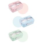 Plastic Split Microwaveable Oven Lunch Box With Stainless Steel Tableware – Bild 2