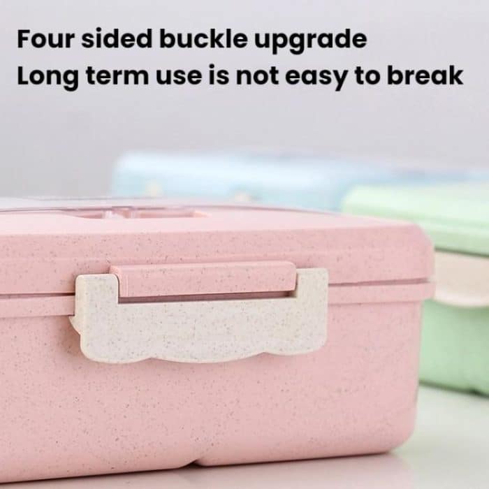 Plastic Split Microwaveable Oven Lunch Box With Stainless Steel Tableware – Bild 4