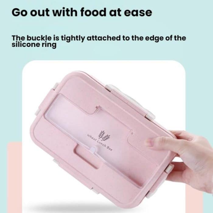 Plastic Split Microwaveable Oven Lunch Box With Stainless Steel Tableware – Bild 5