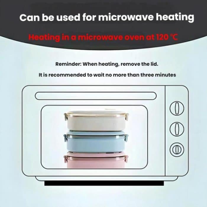 Plastic Split Microwaveable Oven Lunch Box With Stainless Steel Tableware – Bild 7