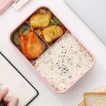 Plastic Split Microwaveable Oven Lunch Box With Stainless Steel Tableware – Bild 8