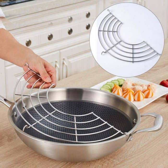 Stainless Steel Semi-circular Pot Edge Oil Drain Rack, 26cm Thickness 2.5mm, 32cm Thickness 2.5mm, 26cm Thickness 3.0mm, 32cm Thickness 3.0mm – Bild 5