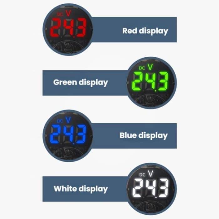 LED Digital Display Circular Voltage Meter, Red DC 7-120V, Green DC 7-120V, Blue DC 7-120V, White DC 7-120V, Red AC 65-265V, Green AC 65-265V, Blue AC 65-265V, White AC 65-265V – Bild 2