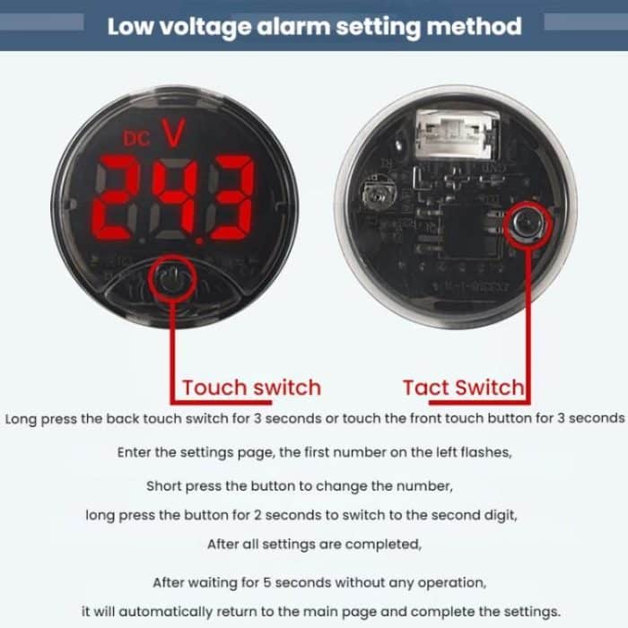 LED Digital Display Circular Voltage Meter, Red DC 7-120V, Green DC 7-120V, Blue DC 7-120V, White DC 7-120V, Red AC 65-265V, Green AC 65-265V, Blue AC 65-265V, White AC 65-265V – Bild 5