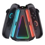 For Nintendo Switch 2 Joy-Con Controllers 4 In 1 Triangular Charging Base With RGB Light, S219