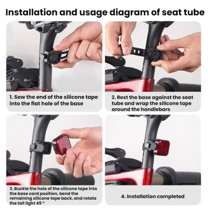 Bicycle Charging Taillights Smart Brake Sensing Taillights Night Riding Waterproof Warning Lights, Seat Cushion, Seat Post – Bild 13