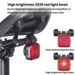 Bicycle Charging Taillights Smart Brake Sensing Taillights Night Riding Waterproof Warning Lights, Seat Cushion, Seat Post – Bild 9