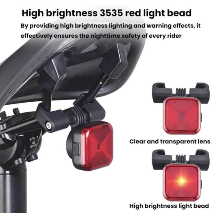 Bicycle Charging Taillights Smart Brake Sensing Taillights Night Riding Waterproof Warning Lights, Seat Cushion, Seat Post – Bild 9