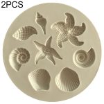 2 PCS Marine Element Form Sea Star Conch Shell Modell Silikon Kuchen Fondant Werkzeug, Cake Fondant Tool