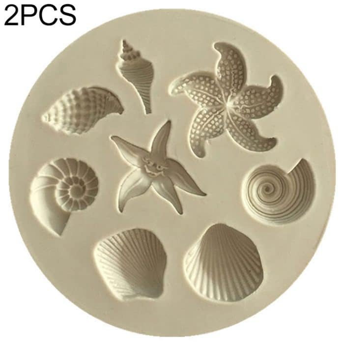 TBD060940601A.jpg 2 PCS Marine Element Form Sea Star Conch Shell Modell Silikon Kuchen Fondant Werkzeug, Cake Fondant Tool – Bild 1