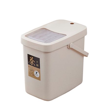 Büro-Kunststoff-Eimer für Teerückstände, Eimer für Teeabfälle, tragbarer Mülleimer mit Schiebedeckel, 7L, 10L