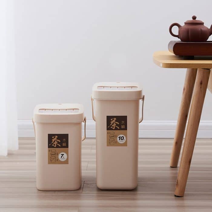 Büro-Kunststoff-Eimer für Teerückstände, Eimer für Teeabfälle, tragbarer Mülleimer mit Schiebedeckel, 7L, 10L – Bild 8