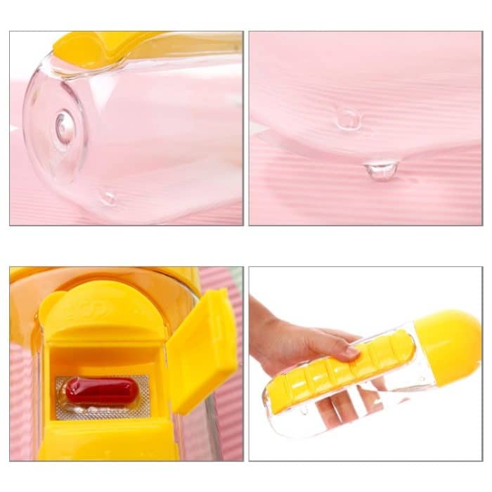 600 ml Kunststoff-Wasserflasche mit täglichem Pillendosen-Organizer für Trinkflaschen – Bild 2