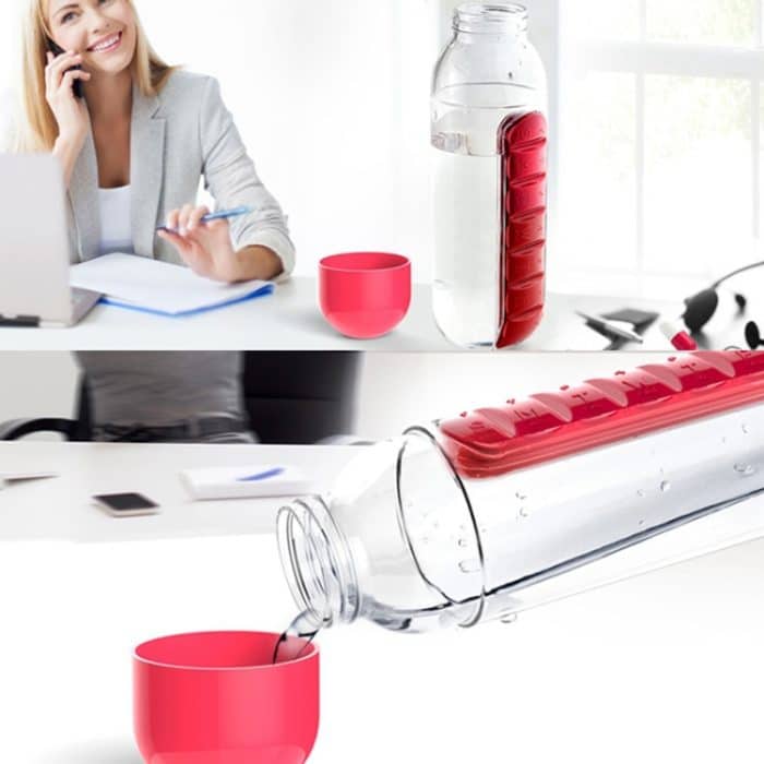 600 ml Kunststoff-Wasserflasche mit täglichem Pillendosen-Organizer für Trinkflaschen – Bild 4