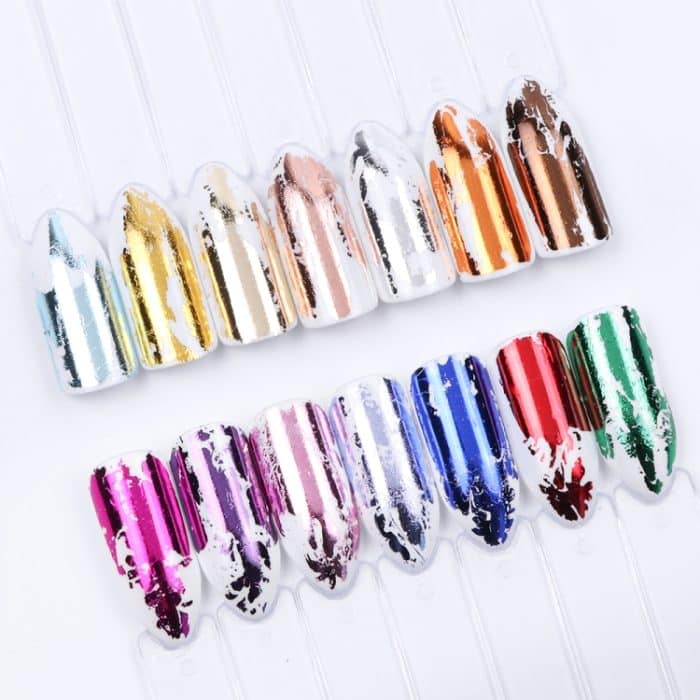 3 PCS Gold Silber Slider Folie für Nagel Holographic Transfer Wrap Aufkleber Adhesive Starry Manicure Decor Set – Bild 2