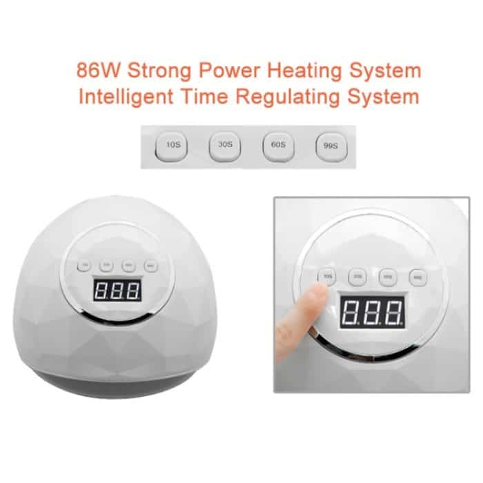 F6 UV-LED-Lampe Nageltrockner Dual-Hände-Nagellampe zum Aushärten von UV-Gel-Nagellack mit Sensor, Timer und LCD-Display – Bild 5