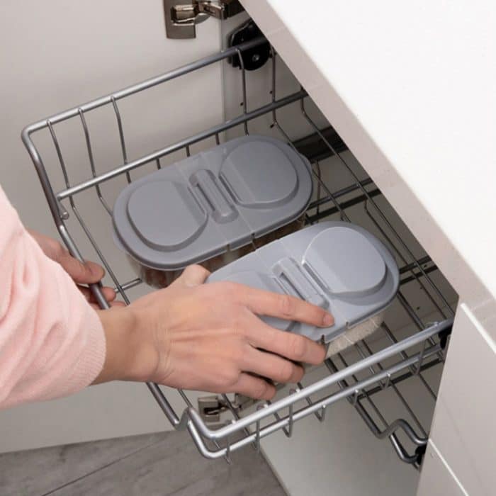 5 Stück Doppelgitter-Küchenlebensmittel-Mehrkorn-versiegeltes Glas, multifunktionale Kühlschrank-Aufbewahrungsbox mit Deckel – Bild 6