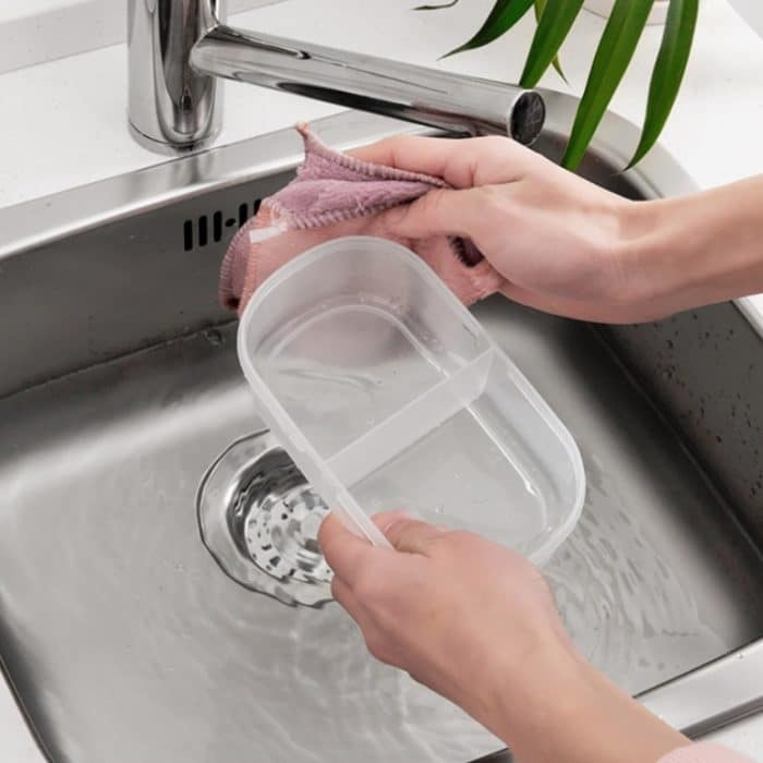 5 Stück Doppelgitter-Küchenlebensmittel-Mehrkorn-versiegeltes Glas, multifunktionale Kühlschrank-Aufbewahrungsbox mit Deckel – Bild 7