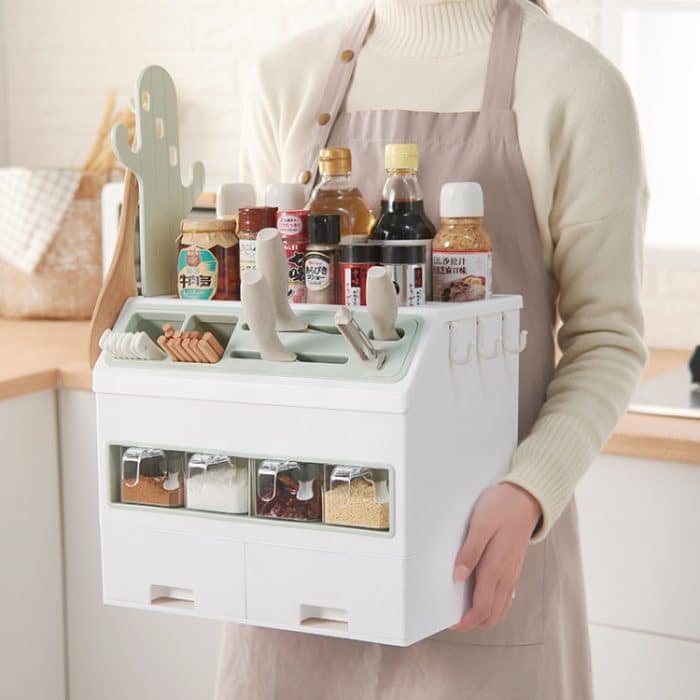 Multifunktionales Gewürzflaschen-Aufbewahrungsregal, mehrschichtiges Küchenzubehör, Messerhalter, Kombinationsset, Geräteregal, Spice Bottle Storage Rack – Bild 7