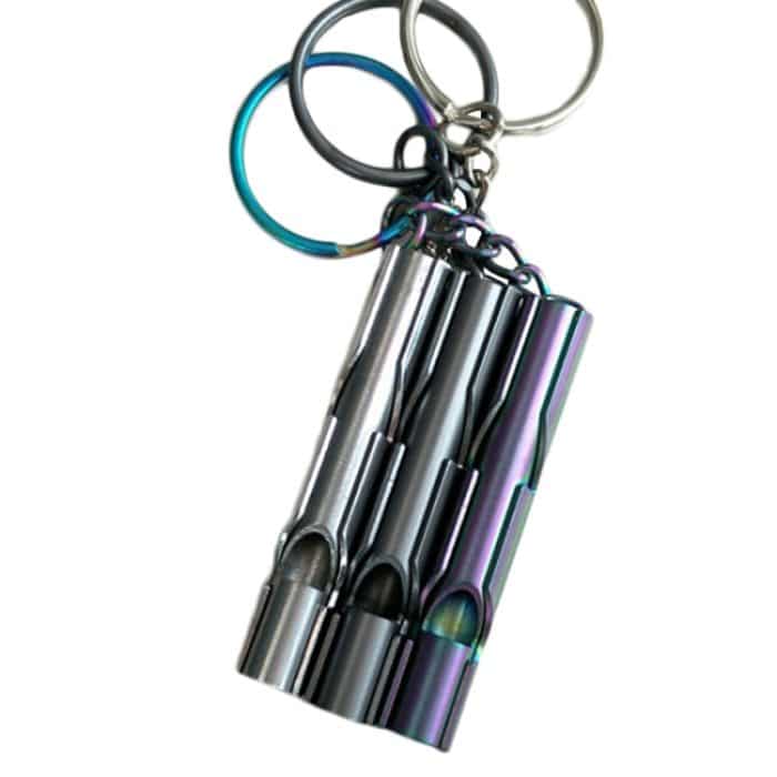 Selbstschützende Doppelrohr-Survival-Pfeife aus Edelstahl mit hoher Dezibel und Schlüsselring, Whistle (Silver), Whistle (Black), Whistle (titanium) – Bild 5