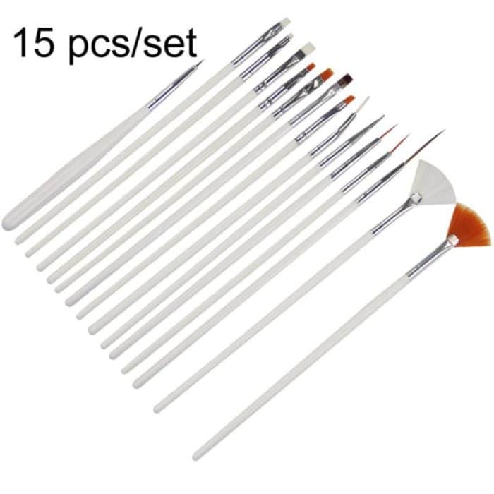 15 PCS / Set Nail Art Tools Pinsel für Maniküre Strass Steine ​​Nägel Dekorationen Nagel Nrush Kit Malen Fingernagel Tool Pen Kit – Bild 3