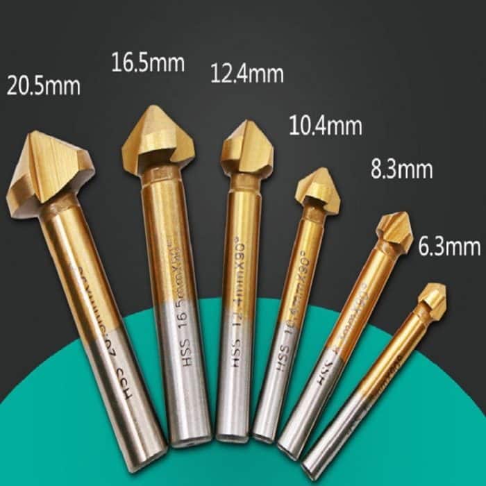 6 In 1 90 Grad Dreikant-Anfasmesser Holzbearbeitung Fräser Anfasmaschine Lochöffner, Iron Box, Plastic Bag – Bild 3