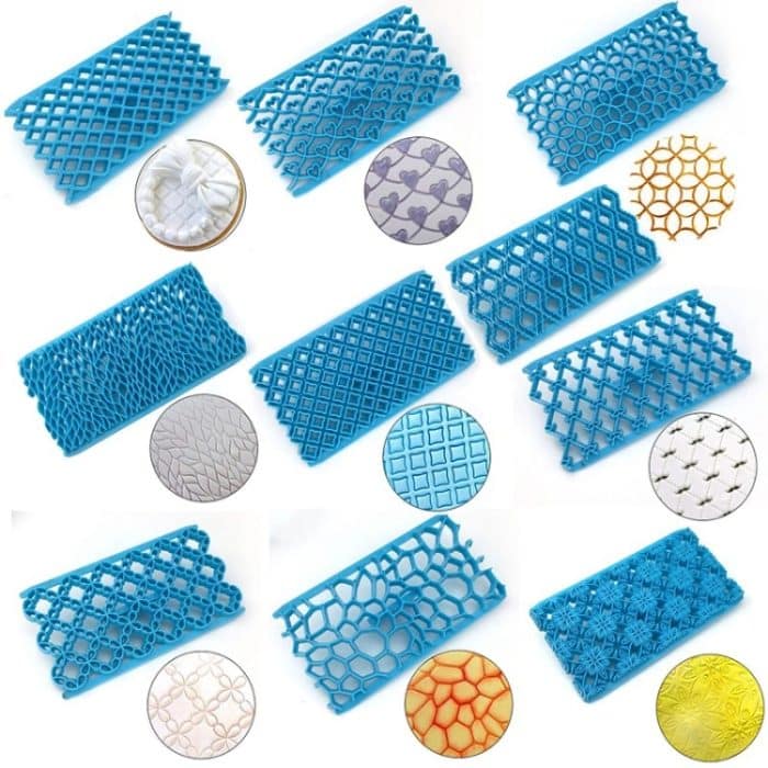 2 Stück Kuchen-Fondant-Werkzeug, herzförmige Diamant-Textur, karierte Überführung, Quyi-Siegel-Druckform – Bild 3