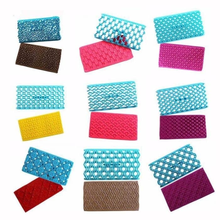 2 Stück Kuchen-Fondant-Werkzeug, herzförmige Diamant-Textur, karierte Überführung, Quyi-Siegel-Druckform – Bild 4