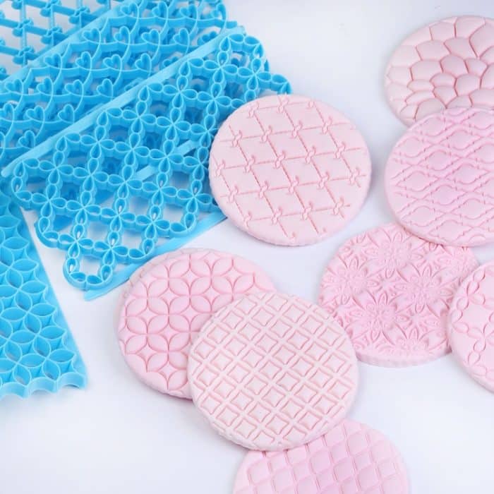 2 Stück Kuchen-Fondant-Werkzeug, herzförmige Diamant-Textur, karierte Überführung, Quyi-Siegel-Druckform – Bild 5