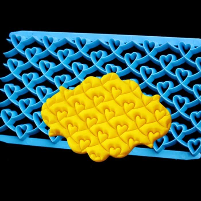 2 Stück Kuchen-Fondant-Werkzeug, herzförmige Diamant-Textur, karierte Überführung, Quyi-Siegel-Druckform – Bild 6