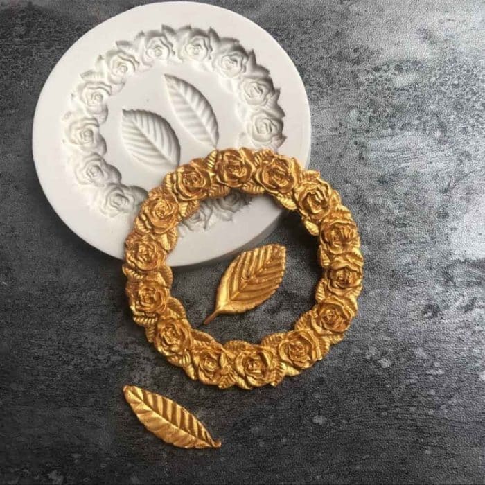 2 Stück Rosengirlande, Rosenblatt, Silikon-Fondantform, Kuchenkanten-Dekorationswerkzeug, Backkleberform – Bild 2