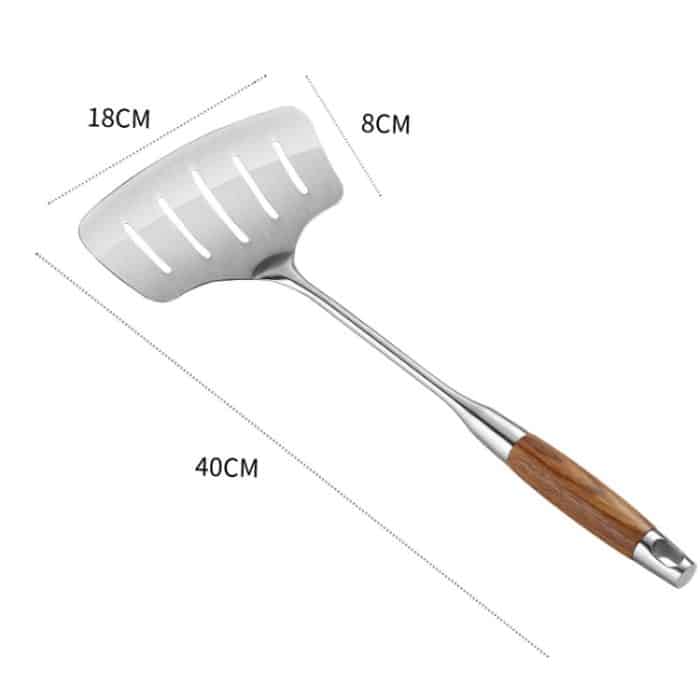 Edelstahl-Spatel für gebratenen Fisch, kreativer Leckschaufel, flacher Spatel für gebratenes Steak, Rosewood Handle, All Steel Handle – Bild 2
