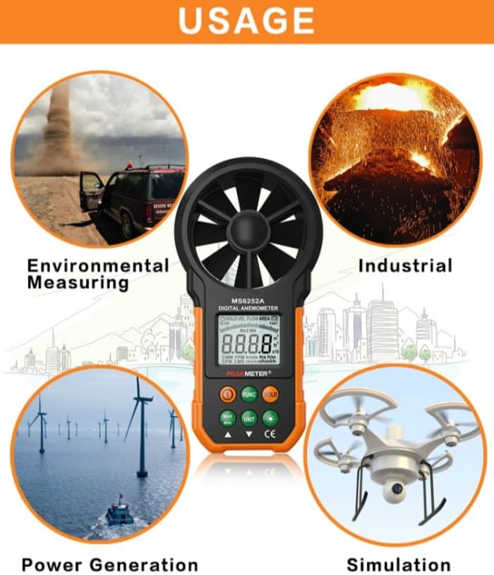PEAKMETER Hochpräzises Digitalanzeige-Windgeschwindigkeits-Luftvolumenmessgerät, MS6252A Wind Speed, Air Volume, MS6252B Temperature, Humidity, USB – Bild 13