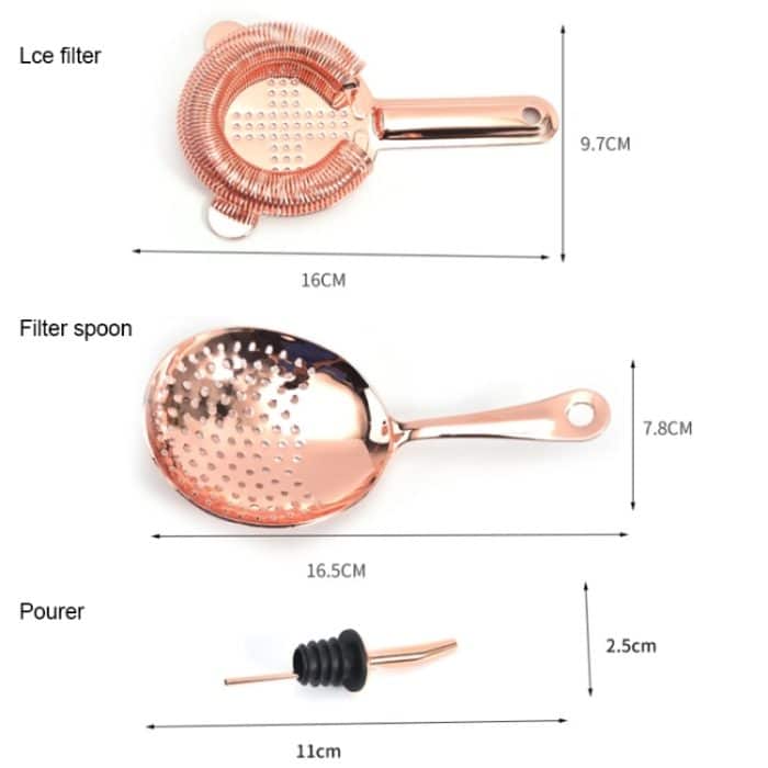 11-in-1 Cocktail-Mix-Set, Weinfilter, Filter, Rose Gold, Gold, Silver, Black – Bild 5