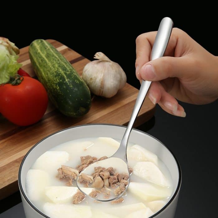 4 PCS Edelstahl Suppe Löffel Restaurant Gemeinsame Löffel Haushalt Reis Schüssel, Small, Large – Bild 6