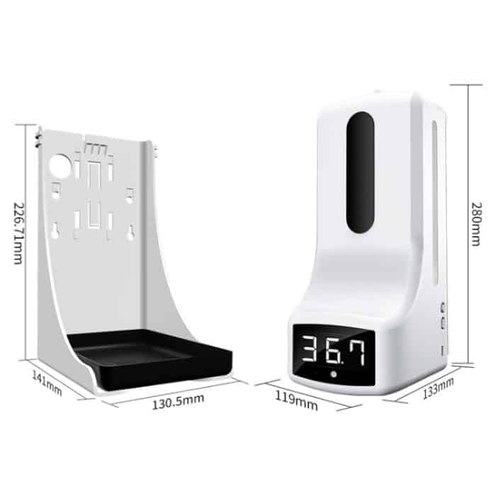 K9 Pro Freisprecheinrichtung Berührungsloser Körper Lichtempfindlicher Abstandssensor Thermometer + 1000 ml Automatischer berührungsloser Flüssigseifenspender mit Basishalterung – Bild 3