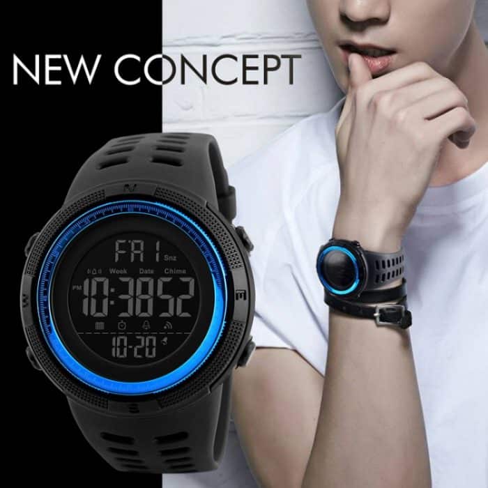 SKMEI 1251 Herren Modische Outdoor 50 m wasserdichte Sportuhr Digitaluhr mit PU-Armband – Bild 14