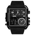 SKMEI 1391 Multifunktionale Herren-Business-Digitaluhr, 30 m wasserdicht, quadratisches Zifferblatt, Armbanduhr mit Lederarmband – Bild 2