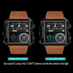 SKMEI 1391 Multifunktionale Herren-Business-Digitaluhr, 30 m wasserdicht, quadratisches Zifferblatt, Armbanduhr mit Lederarmband – Bild 5
