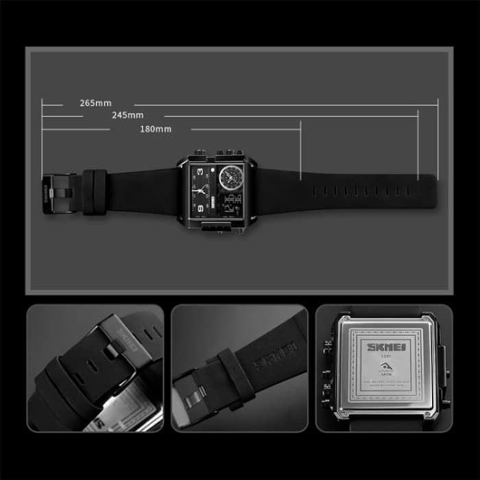 SKMEI 1391 Multifunktionale Herren-Business-Digitaluhr, 30 m wasserdicht, quadratisches Zifferblatt, Armbanduhr mit Lederarmband – Bild 7