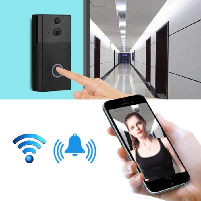 WD0027B.jpg VESAFE HD 720P-Überwachungskamera, intelligente WiFi-Video-Türklingel-Gegensprechanlage, unterstützt TF-Karte und Infrarot-Nachtsicht- und Bewegungserkennungs-App für iOS und Android, VS-A5 Black, VS-A4 Silver – Bild 1