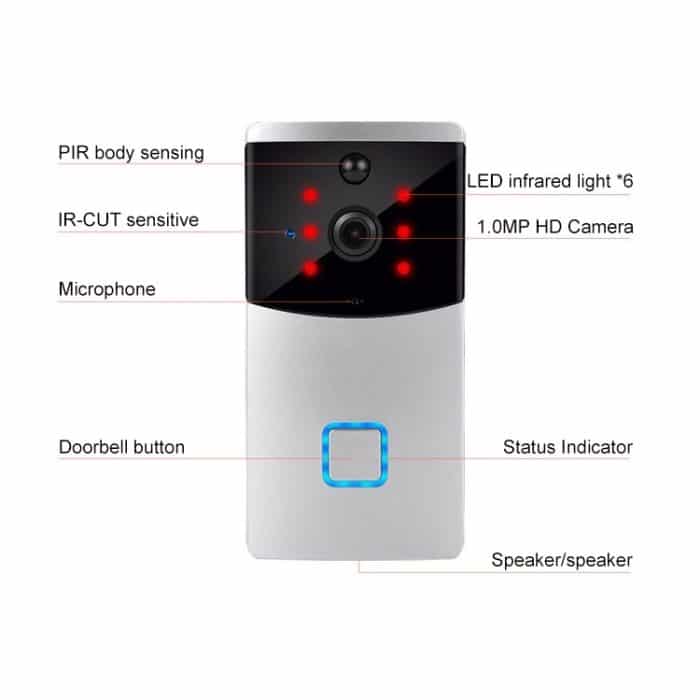 VESAFE Home VS-M2 HD 720P Sicherheitskamera, intelligente WiFi-Video-Türklingel-Gegensprechanlage, unterstützt TF-Karte und Nachtsicht- und PIR-Erkennungs-App für iOS und Android, VS-M2 – Bild 3