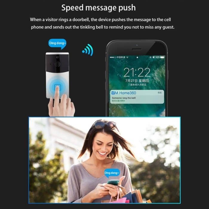 VESAFE Home VS-M2 HD 720P Sicherheitskamera, intelligente WiFi-Video-Türklingel-Gegensprechanlage, unterstützt TF-Karte und Nachtsicht- und PIR-Erkennungs-App für iOS und Android, VS-M2 – Bild 8