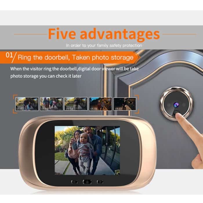 DD1 Intelligente elektronische Katzenaugen-Kamera-Türklingel mit 2,8-Zoll-LCD-Bildschirm, unterstützt Infrarot-Nachtsicht – Bild 3