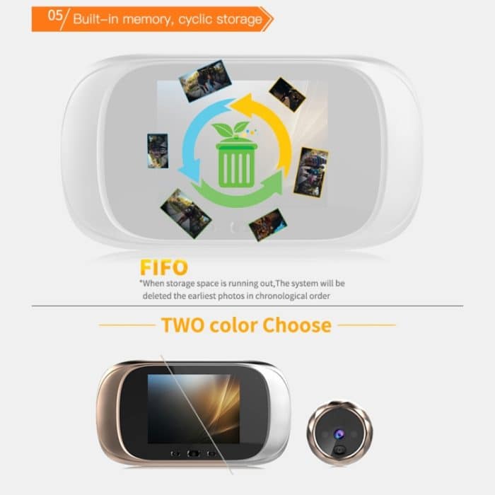 DD1 Intelligente elektronische Katzenaugen-Kamera-Türklingel mit 2,8-Zoll-LCD-Bildschirm, unterstützt Infrarot-Nachtsicht – Bild 7