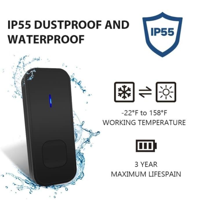 P7 110 dB kabelloser IP55 wasserdichter WLAN-Türklingelempfänger mit geringem Stromverbrauch und Nachtlicht, 53 Musikoptionen, Empfängerentfernung: 300 m, N15K-1T1-B White, N15K-1T1-B Black – Bild 2