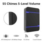 P7 110 dB kabelloser IP55 wasserdichter WLAN-Türklingelempfänger mit geringem Stromverbrauch und Nachtlicht, 53 Musikoptionen, Empfängerentfernung: 300 m, N15K-1T1-B White, N15K-1T1-B Black – Bild 3
