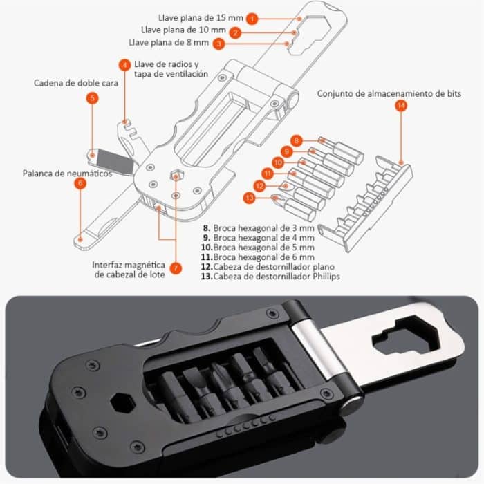 Nextool Multifunktionsfahrradwerkzeug Mini Pocket Bike Toolbox Outdoor Schraubenschlüssel Reparaturwerkzeug Magnethülse – Bild 7
